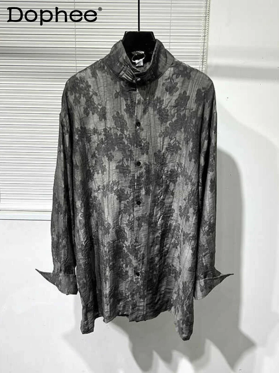 2024 Autumn High-end Retro Printing Male Top Stand Collar Buckle Pleated Breathable Shirts Men's Fashion Tie-dye Handsome Shirts
2024 Autumn High-end Retro Printing Male Top Stand Collar Buckle Pleated Breathable Shirts Men's Fashion Tie-dye Handsome Shirts