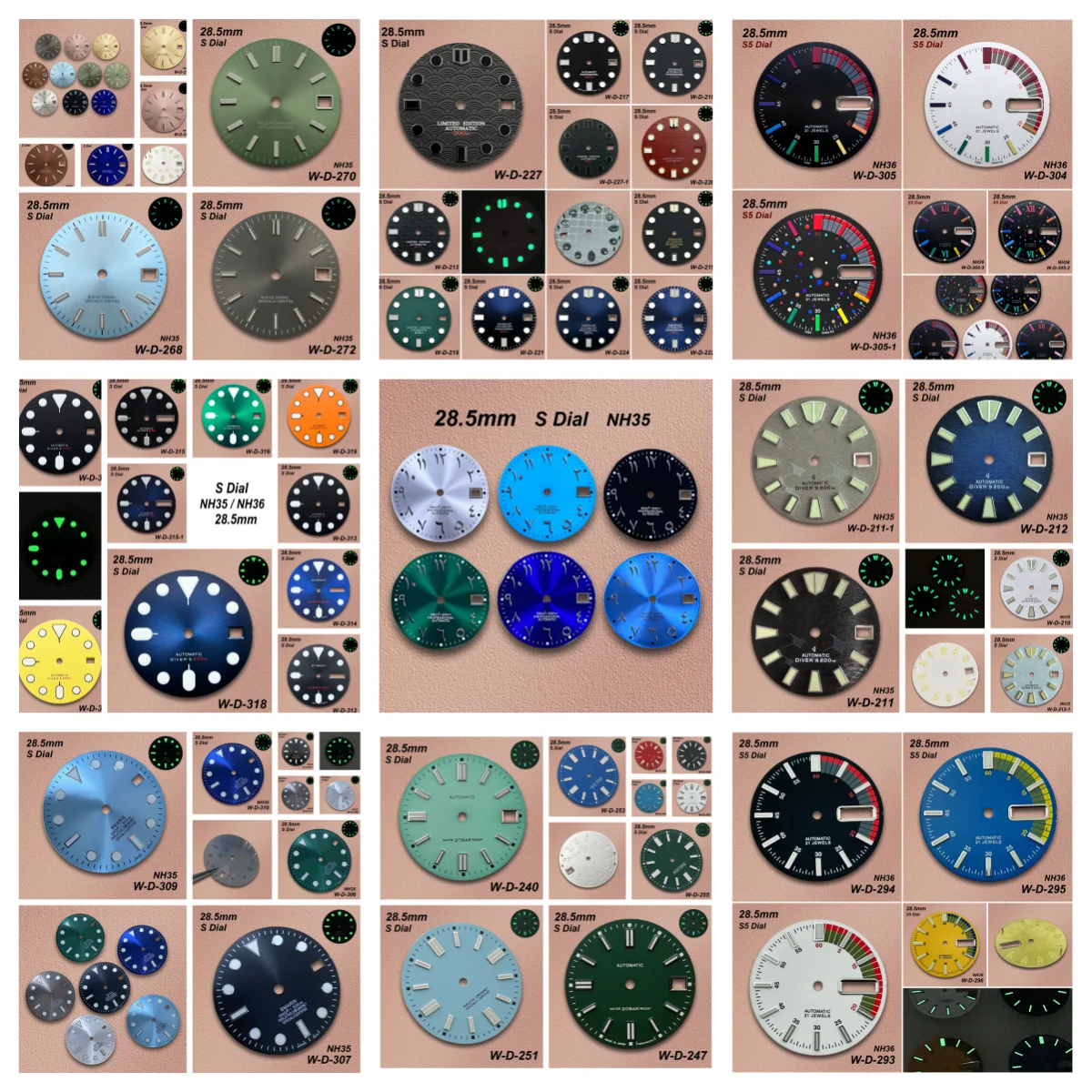 28.5mm S/S5 Logo SUB/Arab Sunburst Dial Fit NH35/NH36/4R36 Movement Green/No Luminous Quality Watch Modification Accessories
28.5mm S/S5 Logo SUB/Arab Sunburst Dial Fit NH35/NH36/4R36 Movement Green/No Luminous Quality Watch Modification Accessories