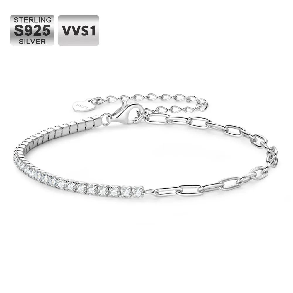 ICEBLING 925 Sterling Silver Tennis Bracelet 2mm D VVS1 Round Moissanite Bracelets for Women Men Couples Gifts
ICEBLING 925 Sterling Silver Tennis Bracelet 2mm D VVS1 Round Moissanite Bracelets for Women Men Couples Gifts