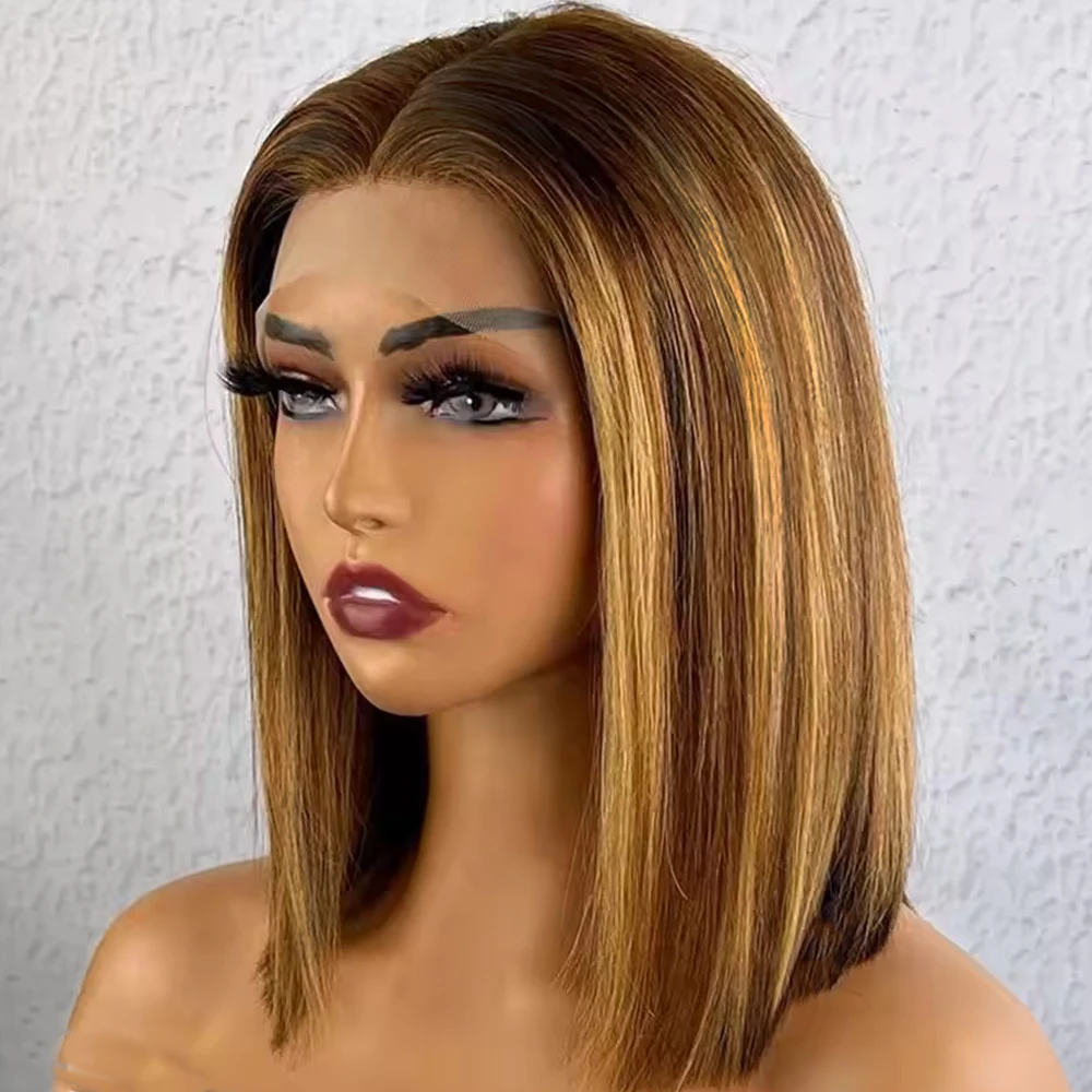 Highlight Bob Wigs Human Hair 13x4 Lace Glueless Straight Wigs Human Hair Ombre P4/27 Short Bob 4X4 Lace Clsoure Wigs For Women
Highlight Bob Wigs Human Hair 13x4 Lace Glueless Straight Wigs Human Hair Ombre P4/27 Short Bob 4X4 Lace Clsoure Wigs For Women