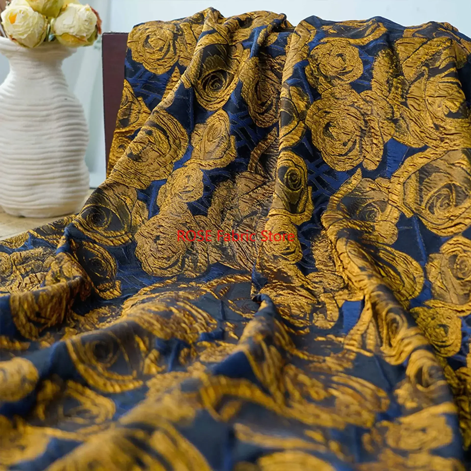 Gold Rose Relief Palace Style Jacquard Fabric Formal Dress Bag Decorative Sewing Fabric
Gold Rose Relief Palace Style Jacquard Fabric Formal Dress Bag Decorative Sewing Fabric