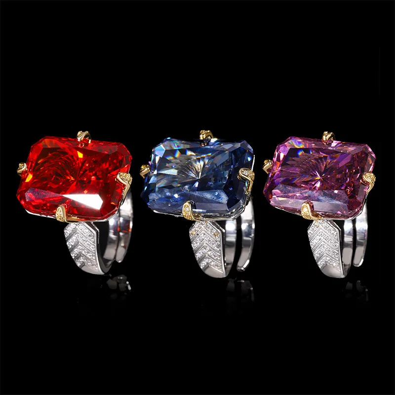 Jewelry with copper base and gold plating, fashionable radiant cut diamond ring, main stone 15*20
Jewelry with copper base and gold plating, fashionable radiant cut diamond ring, main stone 15*20