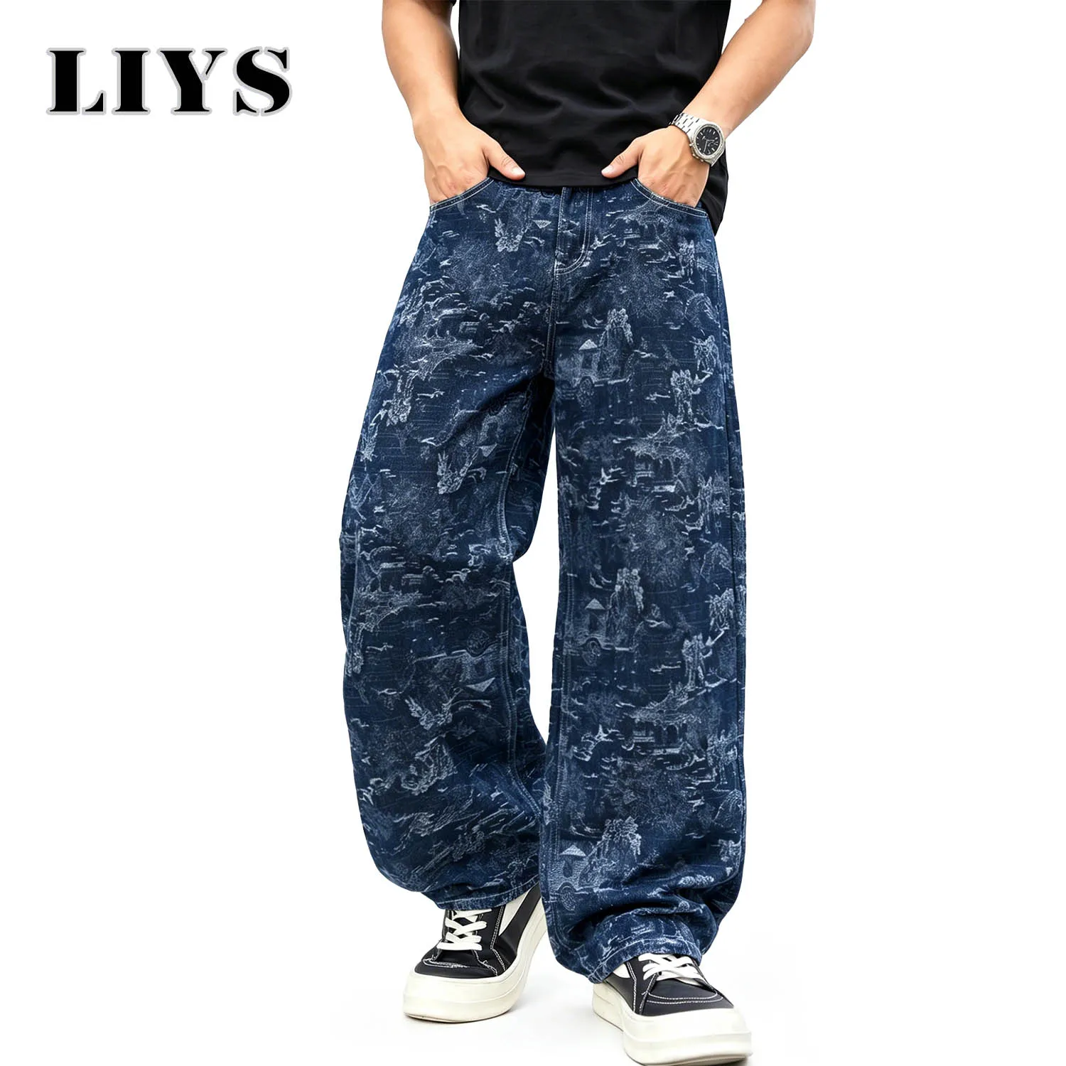 LIYS Four Seasons American Men's High Street Retro Dark Jacquard Wide Leg Jeans American Street Hip Hop Fashion Straight Tube
LIYS Four Seasons American Men's High Street Retro Dark Jacquard Wide Leg Jeans American Street Hip Hop Fashion Straight Tube