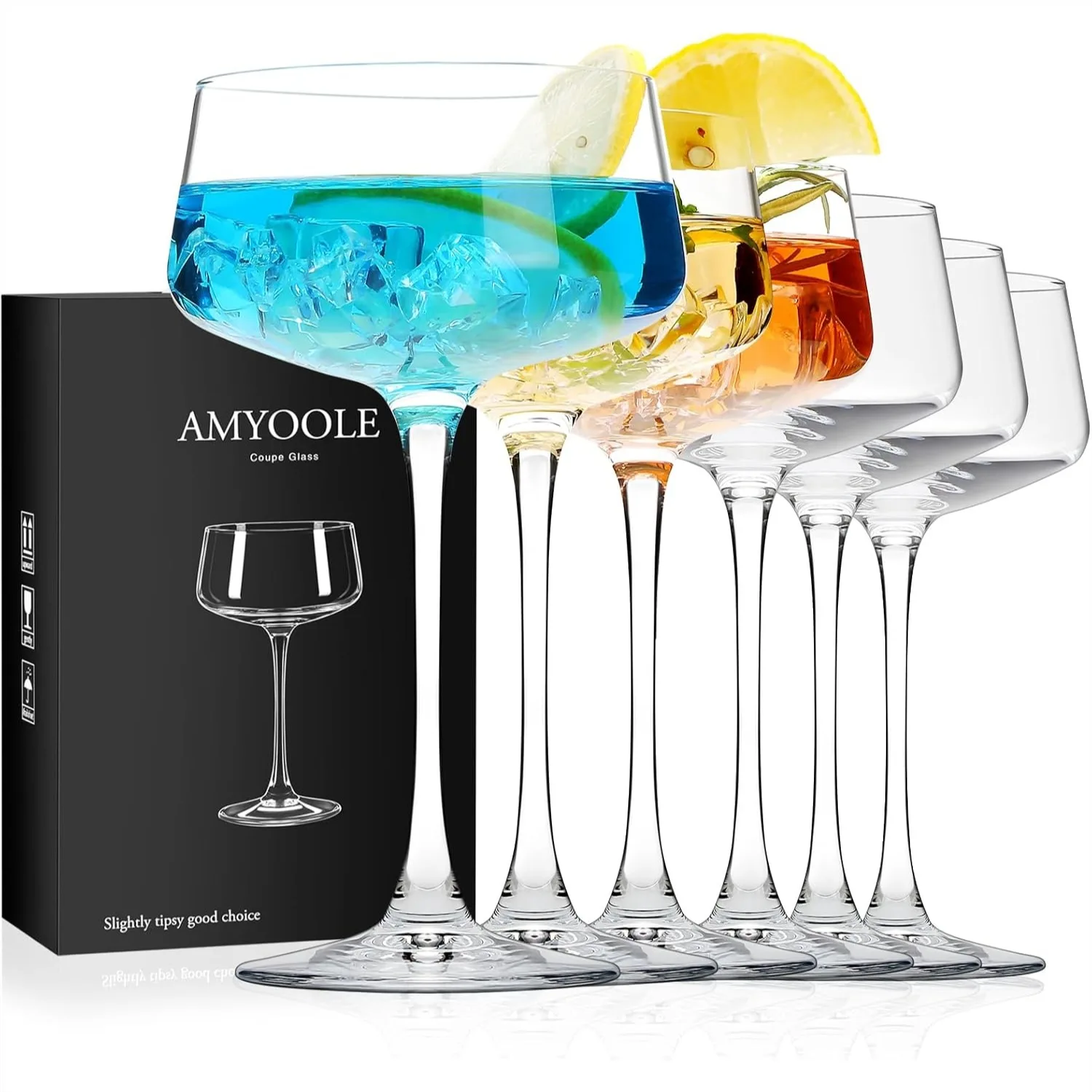 Martini Glasses Set of 6, 8 oz Crystal Coupe Glasses with Cocktail Picks, Clear Drinkware for Bar Parties
Martini Glasses Set of 6, 8 oz Crystal Coupe Glasses with Cocktail Picks, Clear Drinkware for Bar Parties