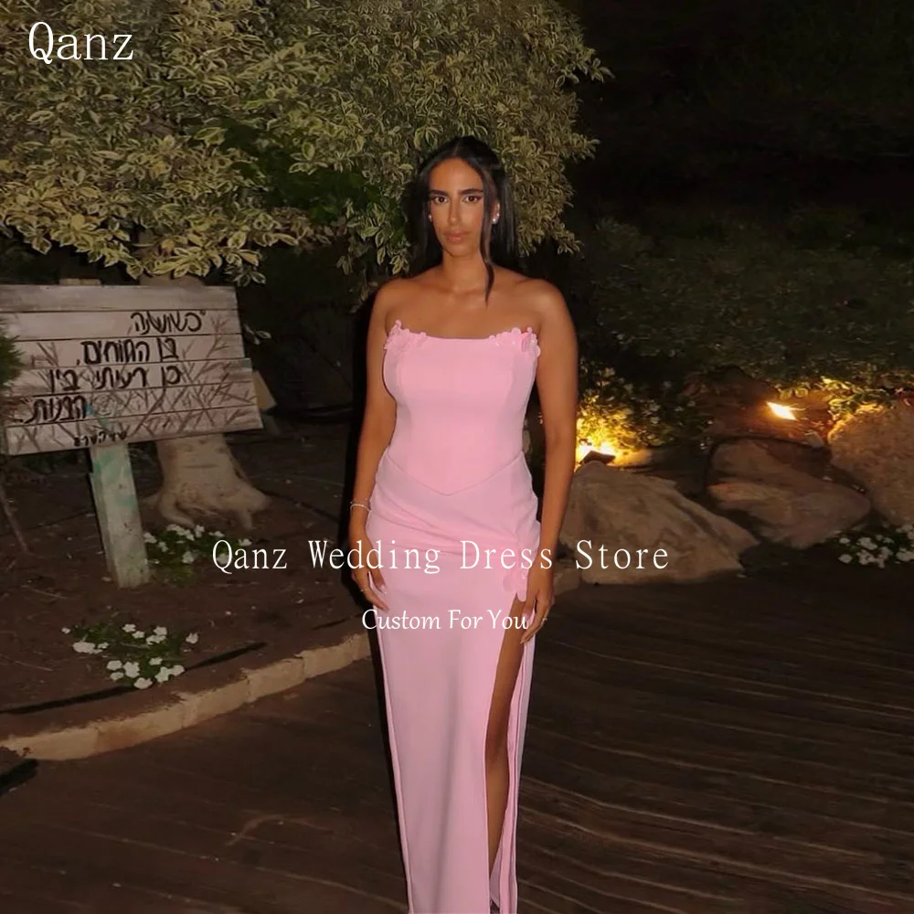 Qanz Pink Satin Evening Dresses Mermaid High Slit Flowes Strapless Party Dresses Woman Vestidos De Fiesta Elegantes Customized
Qanz Pink Satin Evening Dresses Mermaid High Slit Flowes Strapless Party Dresses Woman Vestidos De Fiesta Elegantes Customized