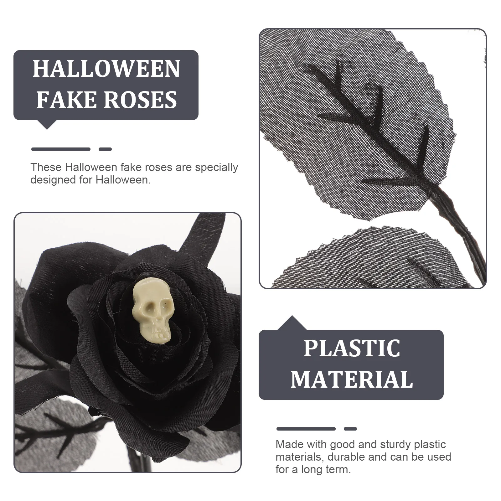 5pcs Skull Decorated Fake Rose Halloween Artificial Flower Gothic Party Home Decor Black Faux Flowers Vivid Skull Rose Bouquet
5pcs Skull Decorated Fake Rose Halloween Artificial Flower Gothic Party Home Decor Black Faux Flowers Vivid Skull Rose Bouquet