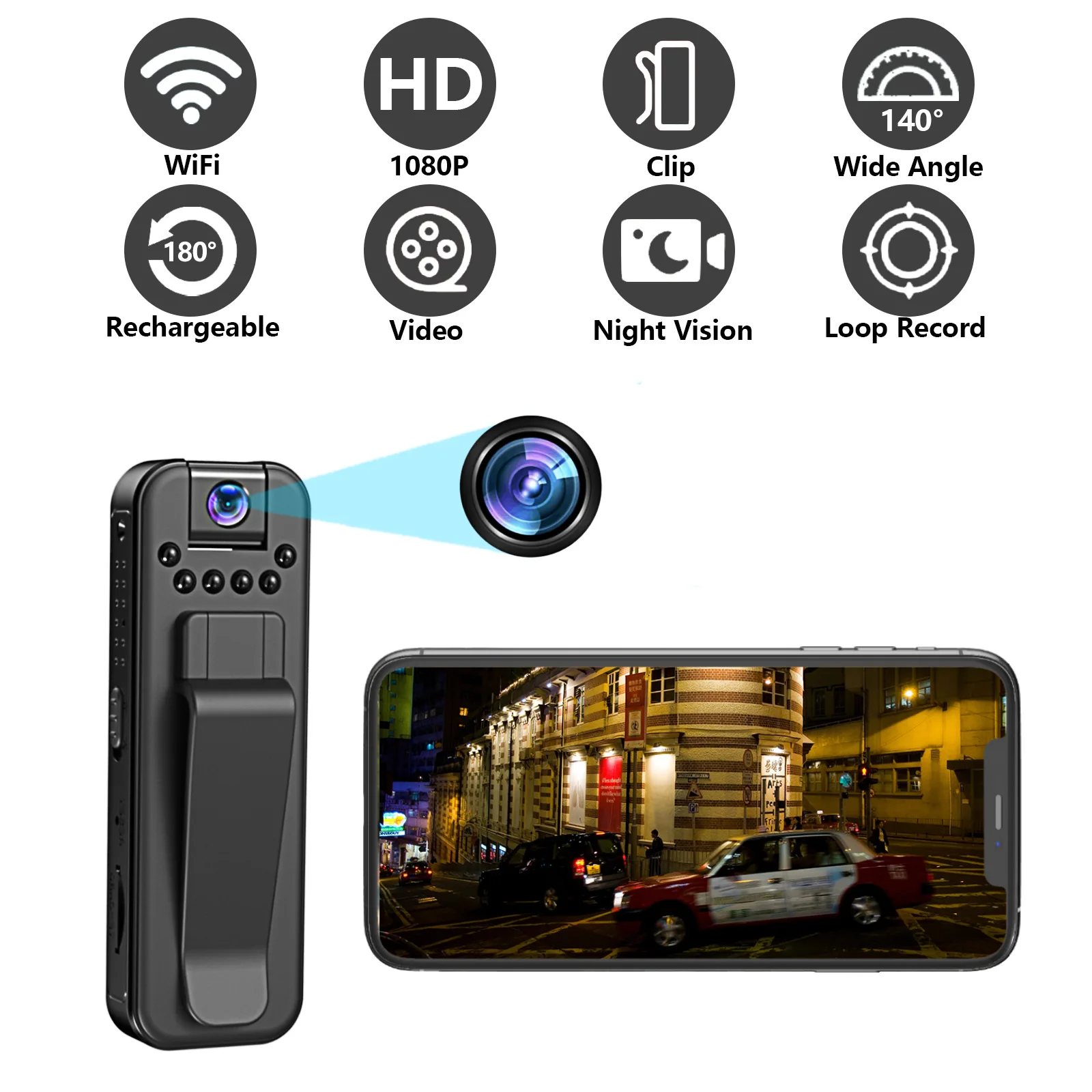 1080P HD Mini Camera Infrared Night Vision WiFi Connection 180 ° Flip Portable Sports Meeting Recorder Home Security Camera
1080P HD Mini Camera Infrared Night Vision WiFi Connection 180 ° Flip Portable Sports Meeting Recorder Home Security Camera