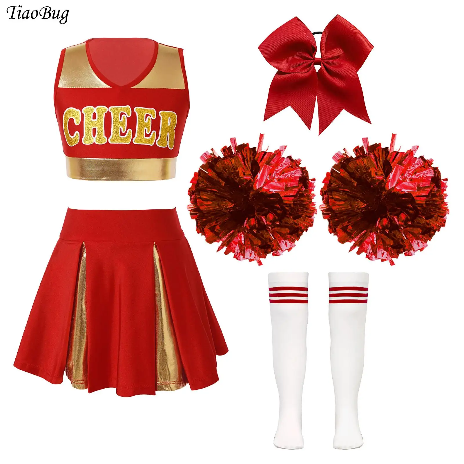 Girls Halloween Cheerleading Costumes Cheerleader Dance Uniforms Sleeveless Letter Print Crop Top Pleated Skirt School Cheer Set
Girls Halloween Cheerleading Costumes Cheerleader Dance Uniforms Sleeveless Letter Print Crop Top Pleated Skirt School Cheer Set