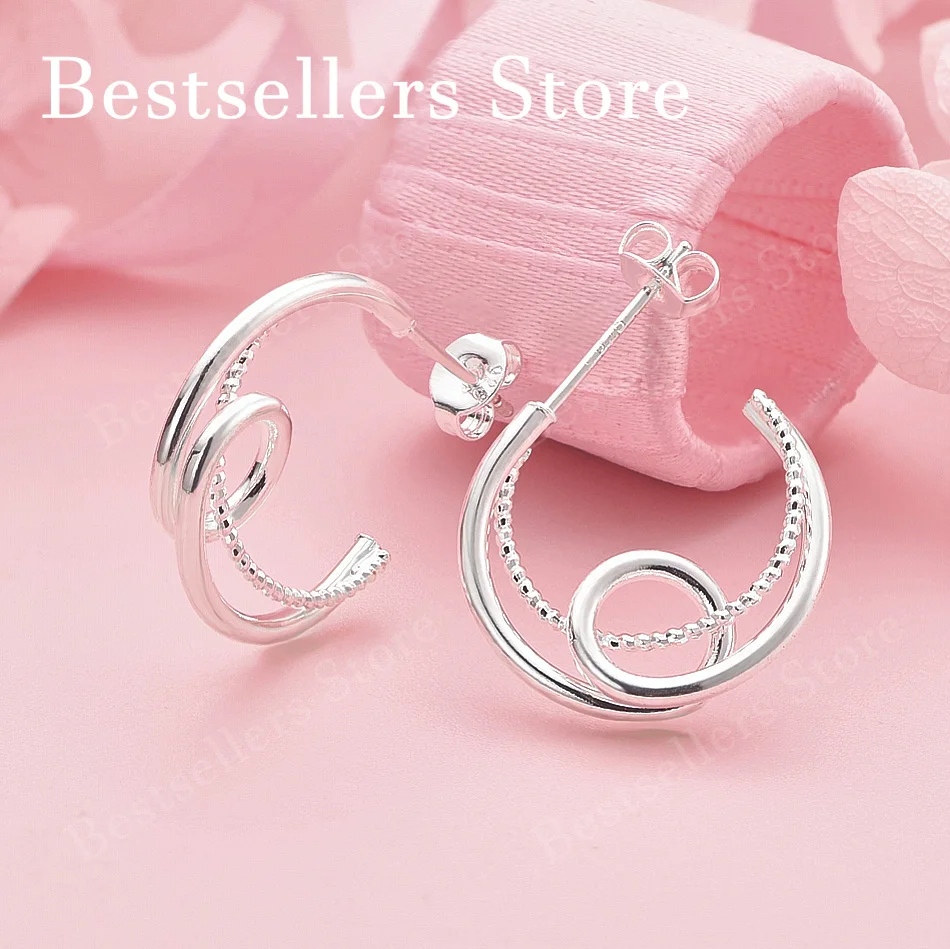 925 Sterling Silver Simple Double Ring Beaded Spiral Earrings for Women, Fashionable Wedding Party Gift Jewelry
925 Sterling Silver Simple Double Ring Beaded Spiral Earrings for Women, Fashionable Wedding Party Gift Jewelry