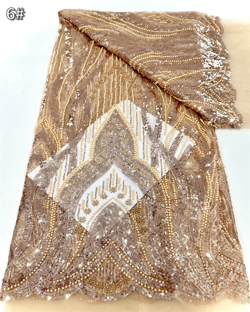 New Arrival French Beaded Sequins Lace Fabric High Quality 5 Yard Mesh Tulle African Lace Fabric Nigerian Women Wedding Dress 
New Arrival French Beaded Sequins Lace Fabric High Quality 5 Yard Mesh Tulle African Lace Fabric Nigerian Women Wedding Dress