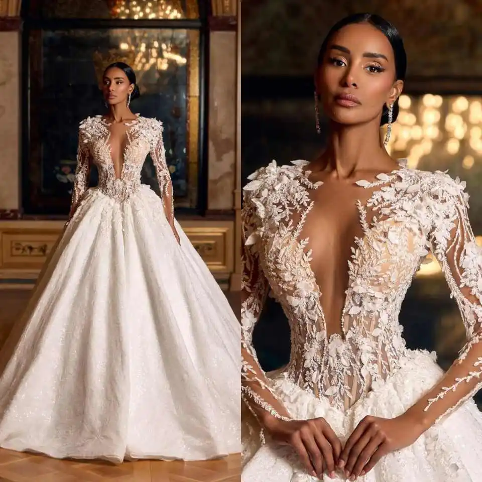 Romantic 3D Appliques Ball Gown Wedding Dresse O Neck Long Sleeve Bridal Gowns For Women Customized Vestidos De Novia
Romantic 3D Appliques Ball Gown Wedding Dresse O Neck Long Sleeve Bridal Gowns For Women Customized Vestidos De Novia