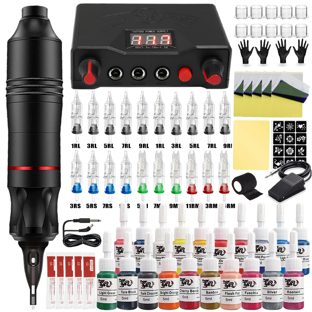 Professional Tattoo Machine Kits Rotary Pen Tattoo Power Supply Kit with Needles Ink DC Makeup Gun Beginner Kit Complete
Professional Tattoo Machine Kits Rotary Pen Tattoo Power Supply Kit with Needles Ink DC Makeup Gun Beginner Kit Complete