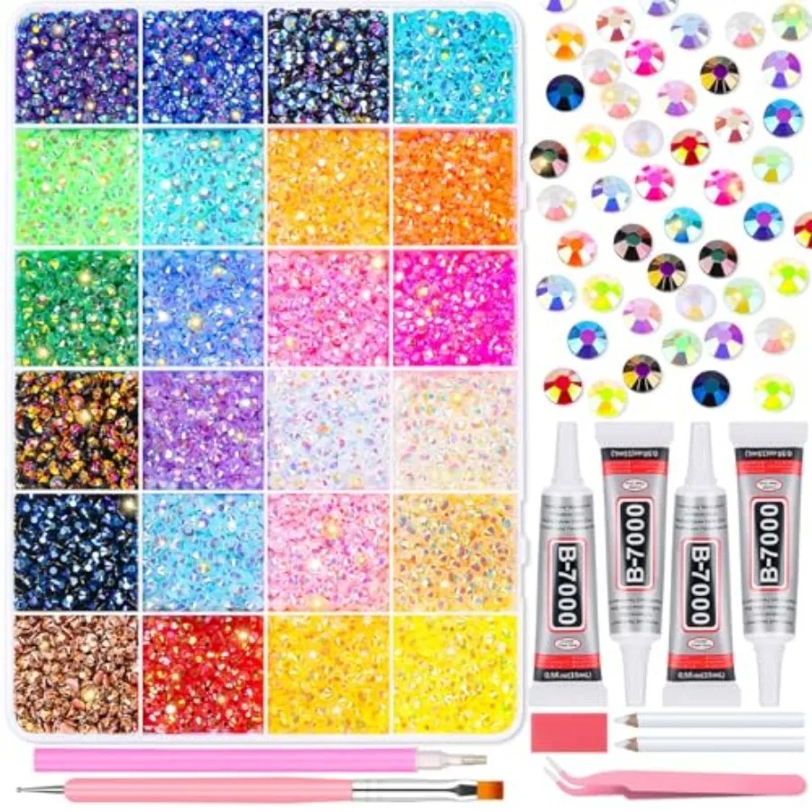 Multicolor 4mm AB Rhinestone Kit with 16000pcs, 4pcs B7000 Jewelry Glue, Tools for Bedazzling Crafting, Graduation Cap, Jewelry
Multicolor 4mm AB Rhinestone Kit with 16000pcs, 4pcs B7000 Jewelry Glue, Tools for Bedazzling Crafting, Graduation Cap, Jewelry