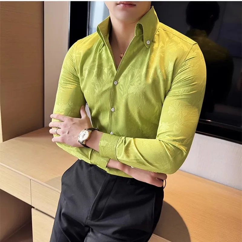 Fashion Men's Long Sleeve Jacquard Shirt Black / White 2024 New Men Business Social Prom Party Slim Fit Shirts
Fashion Men's Long Sleeve Jacquard Shirt Black / White 2024 New Men Business Social Prom Party Slim Fit Shirts