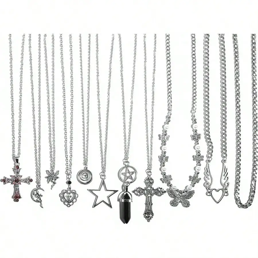 Silver-Tone Gothic Style Pendant Necklaces Set for Women and Men
Silver-Tone Gothic Style Pendant Necklaces Set for Women and Men
