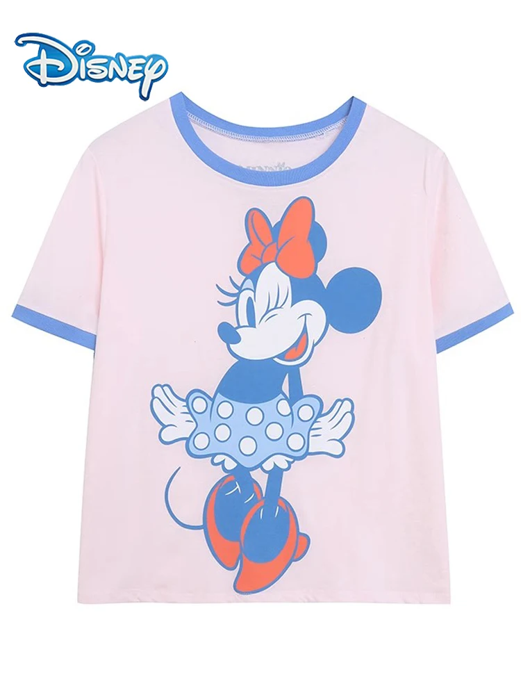 Футболка контрастного цвета с мультяшным принтом Disney и Минни Маус, повседневная женская футболка с коротким рукавом и круглым вырезом, пуловер, футболки, женская уличная одежда
Футболка контрастного цвета с мультяшным принтом Disney и Минни Маус, повседневная женская футболка с коротким рукавом и круглым вырезом, пуловер, футболки, женская уличная одежда