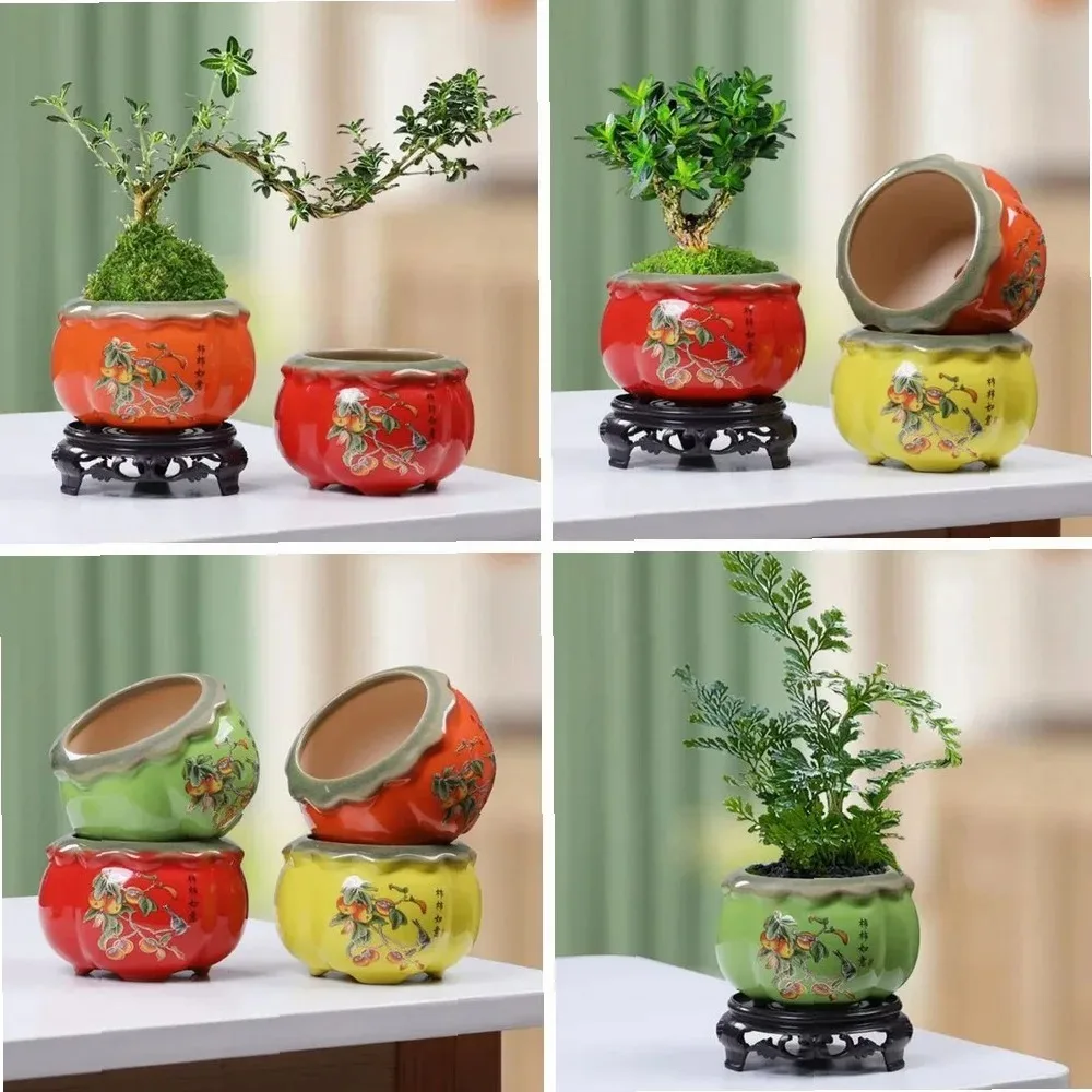 Chinese Style Ceramic Persimmon Flowerpot Green Radish Plant Pot Office Bonsai Vase Desktop Ornaments Home Garden Decor
Chinese Style Ceramic Persimmon Flowerpot Green Radish Plant Pot Office Bonsai Vase Desktop Ornaments Home Garden Decor
