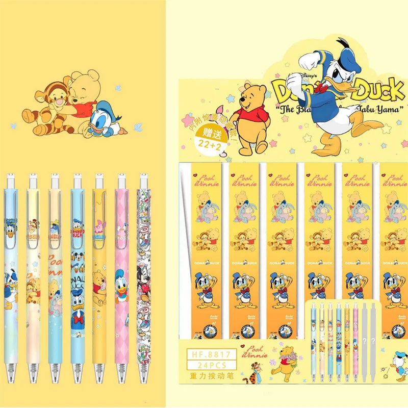 24pcs/lot Disney Bear Mouse Press Gel Pens For Writing Cute 0.5mm Black Ink Signature Pen Office School Supplies Stationery Gift
24pcs/lot Disney Bear Mouse Press Gel Pens For Writing Cute 0.5mm Black Ink Signature Pen Office School Supplies Stationery Gift