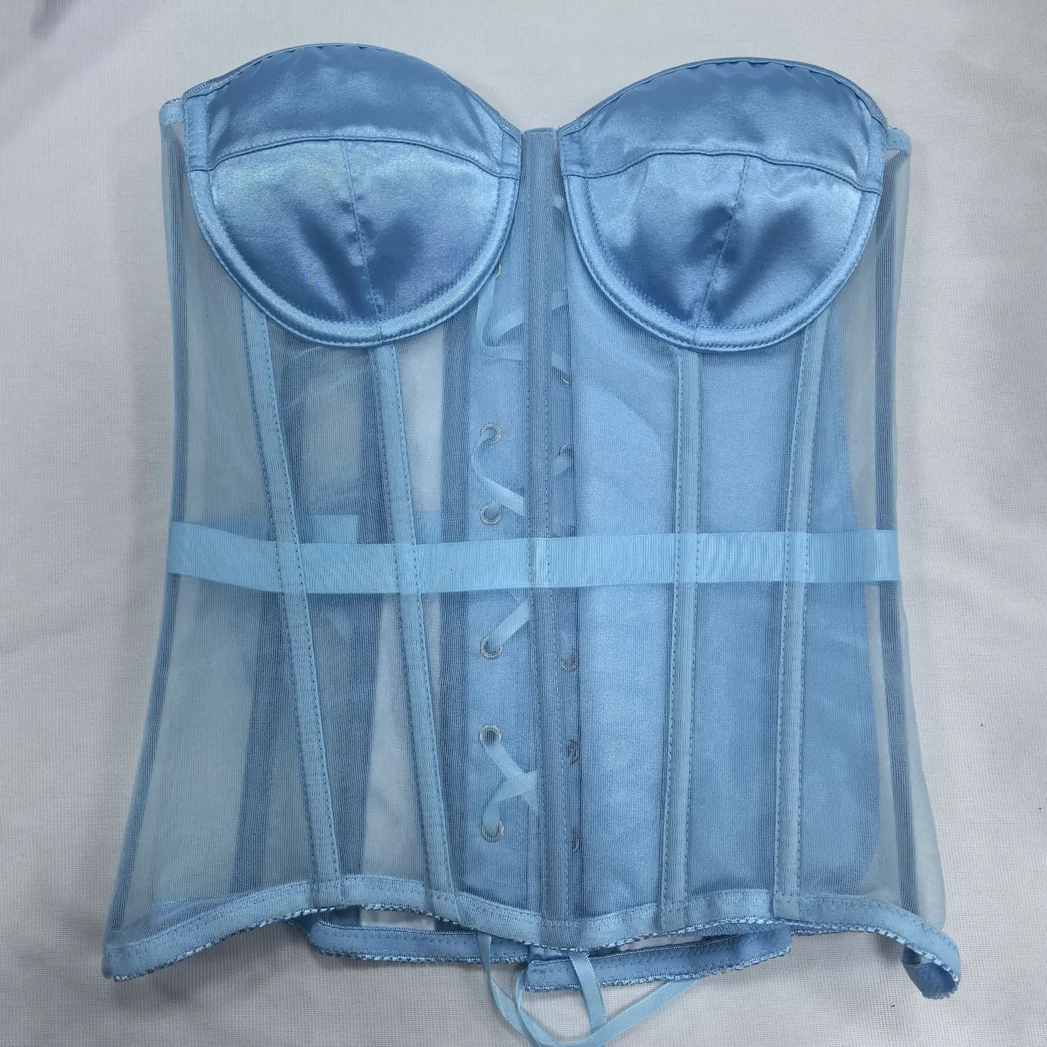 Женский корсет без бретелек с бюстгальтером, дышащая сетка, лифы на шнуровке, пояс на талии, узкие топы-бюстье на животе
Женский корсет без бретелек с бюстгальтером, дышащая сетка, лифы на шнуровке, пояс на талии, узкие топы-бюстье на животе