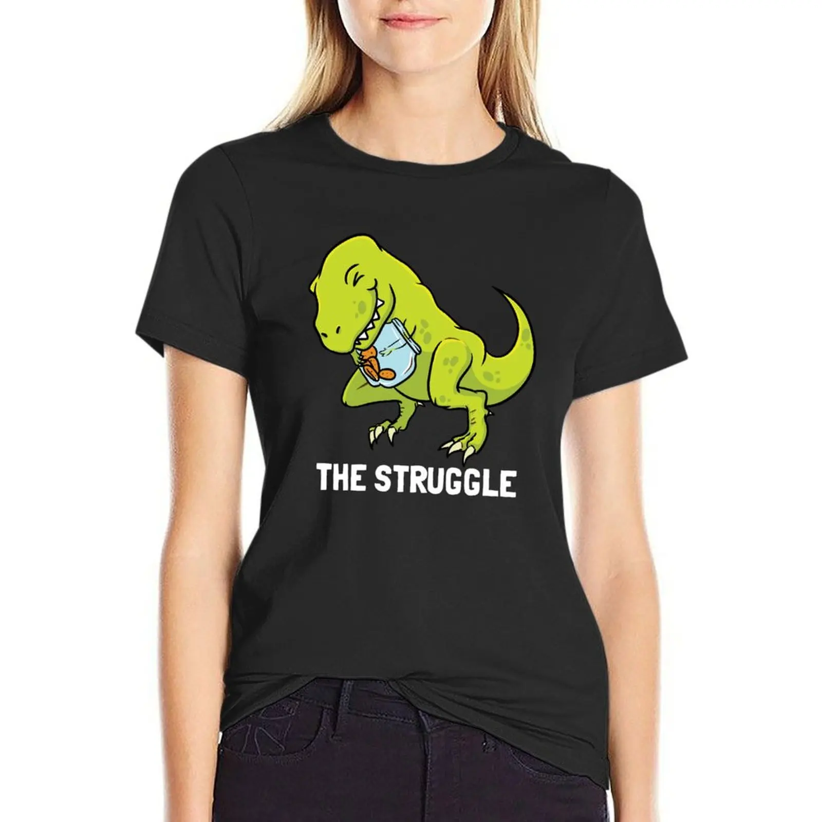 T-Rex Cookie Jar The Struggle T-Shirt kawaii clothes graphics spring clothes Women 2024
T-Rex Cookie Jar The Struggle T-Shirt kawaii clothes graphics spring clothes Women 2024
