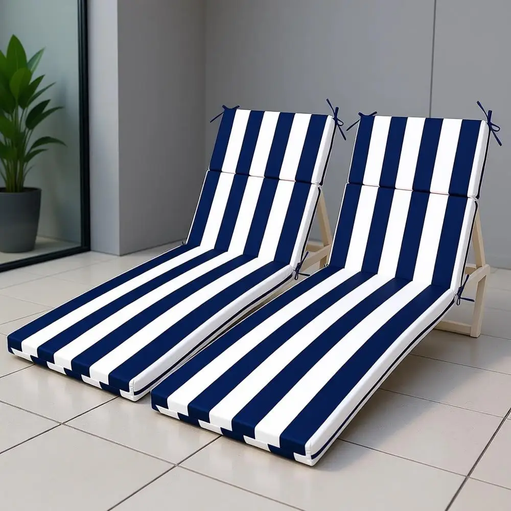 2 Pack Blue and White Striped Indoor-Outdoor Bench and Chaise Lounge Cushions for Patio Furniture
2 Pack Blue and White Striped Indoor-Outdoor Bench and Chaise Lounge Cushions for Patio Furniture