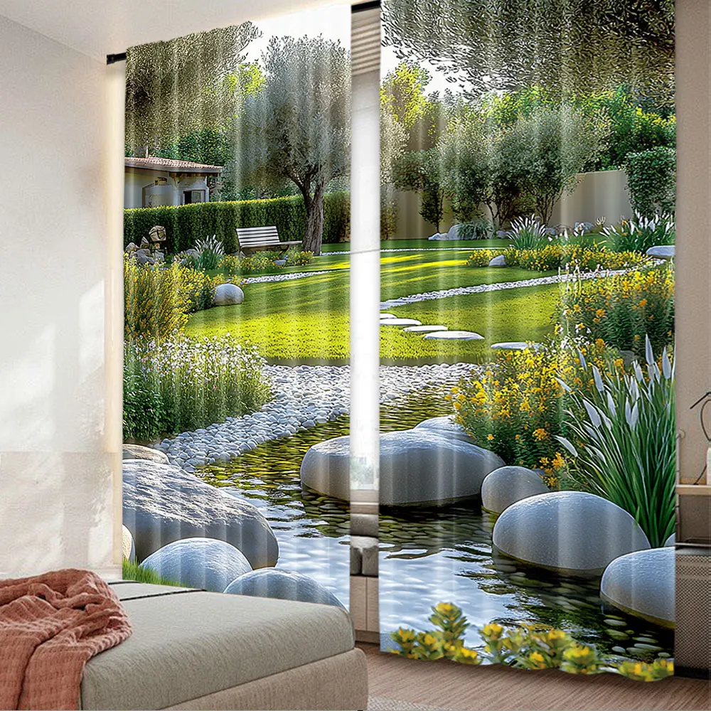 2Pcs Garden Curtains Japanese Park Style Recreational View With Pond Grass Stones And Trees Landscape For Bedroom Bathroom
2Pcs Garden Curtains Japanese Park Style Recreational View With Pond Grass Stones And Trees Landscape For Bedroom Bathroom