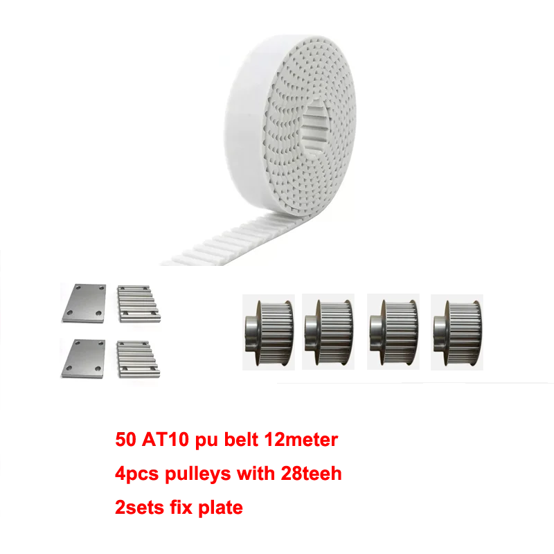 AT10 Polyurethane Transmission Conveyor Timing Belt Open With Steel Cord width 50mm Length 12meter With Pulleys Fix Plate
AT10 Polyurethane Transmission Conveyor Timing Belt Open With Steel Cord width 50mm Length 12meter With Pulleys Fix Plate
