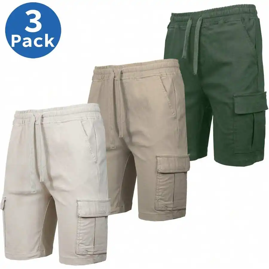 3-Pack Mens Stretch Cargo Shorts With Elastic Waist And Drawstring
3-Pack Mens Stretch Cargo Shorts With Elastic Waist And Drawstring