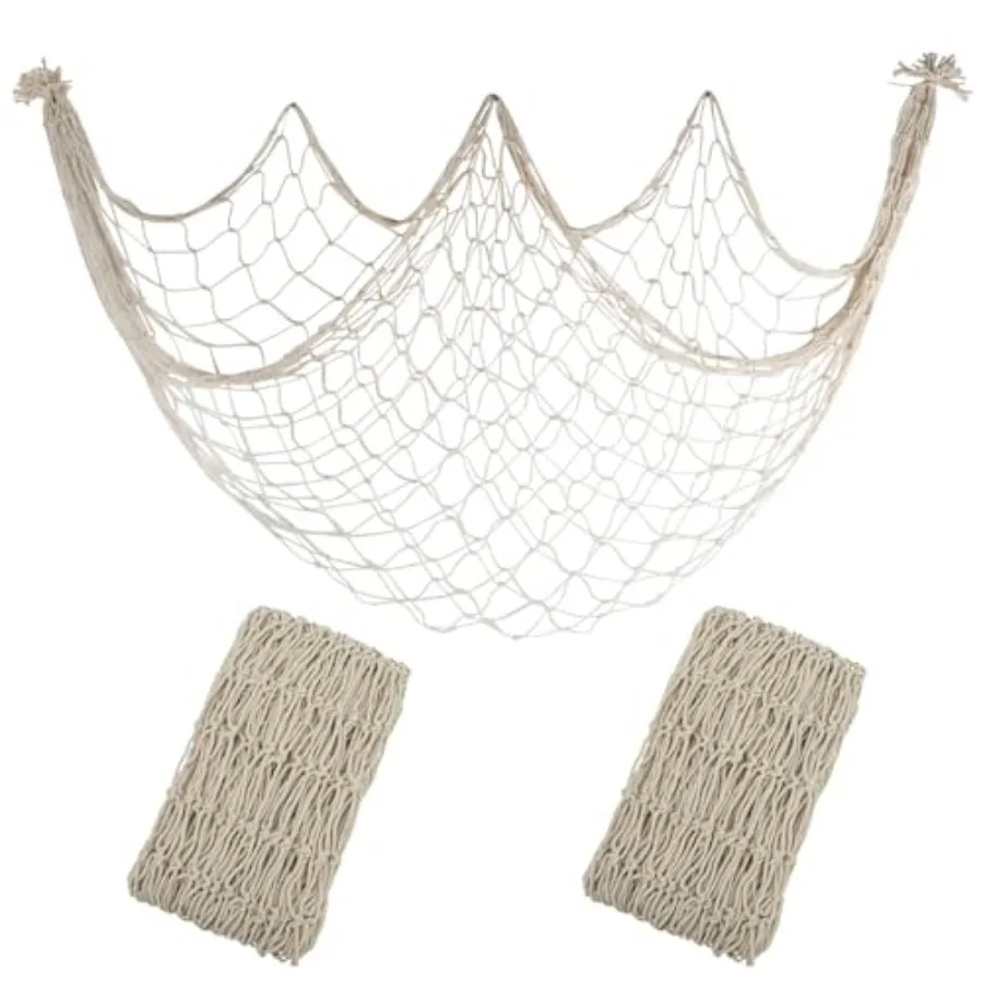 2 Pack Fish Net Decorations - 80x40 Inch Fishing Net Decor for Under The Sea Hawaiian Beach Themed Party, 3mm Natural Cotton Ve
2 Pack Fish Net Decorations - 80x40 Inch Fishing Net Decor for Under The Sea Hawaiian Beach Themed Party, 3mm Natural Cotton Ve