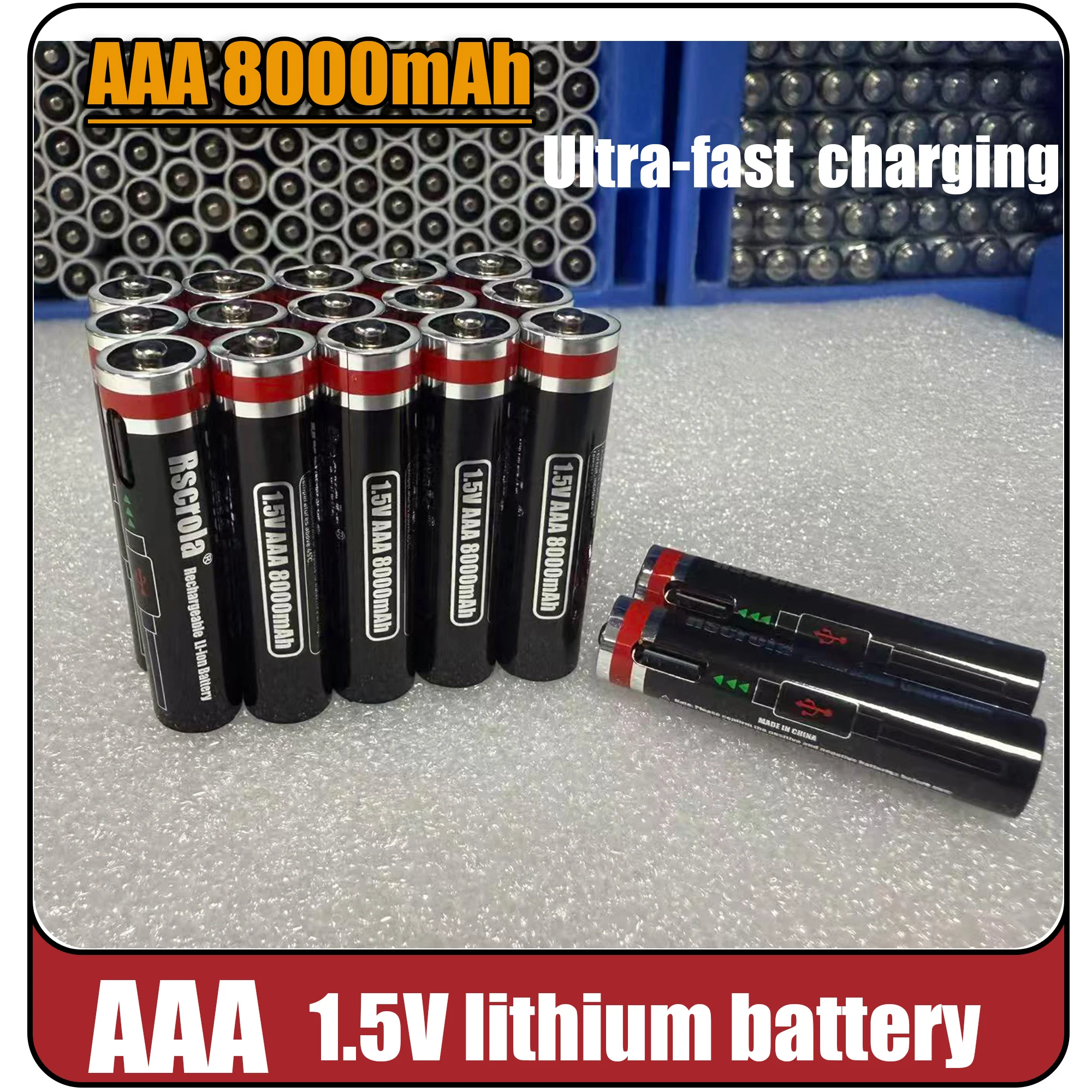 AAA Li-Ion Rechargeable Battery 1.5V Constant Voltage Type-C Fast Charging 8000mAh High Capacity for RC Toy Camera Flashlight
AAA Li-Ion Rechargeable Battery 1.5V Constant Voltage Type-C Fast Charging 8000mAh High Capacity for RC Toy Camera Flashlight