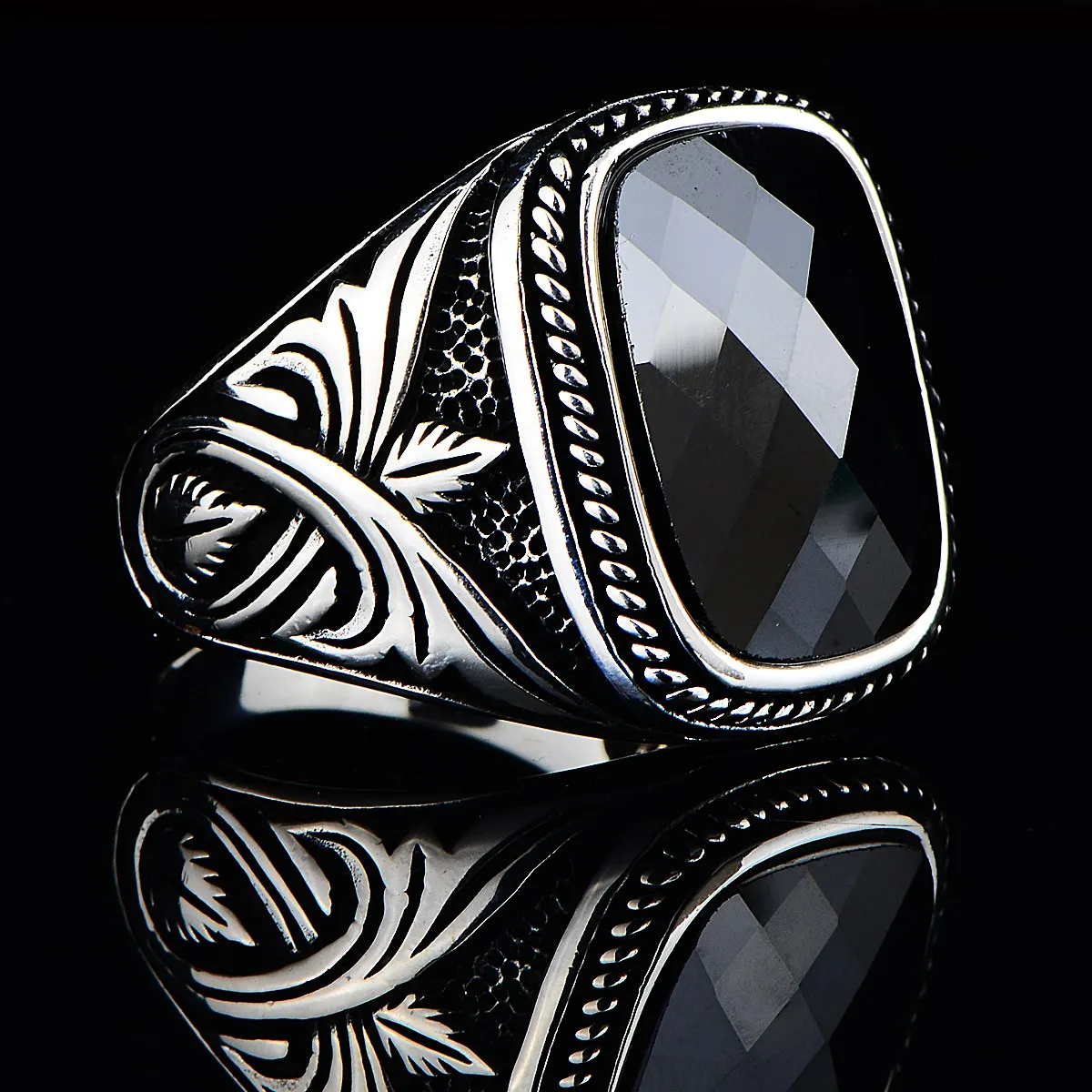 925k Sterling Silver Zircon Stone Ring, Black Stone Ring , Ottoman Style Ring , Silver Handmade Ring
925k Sterling Silver Zircon Stone Ring, Black Stone Ring , Ottoman Style Ring , Silver Handmade Ring