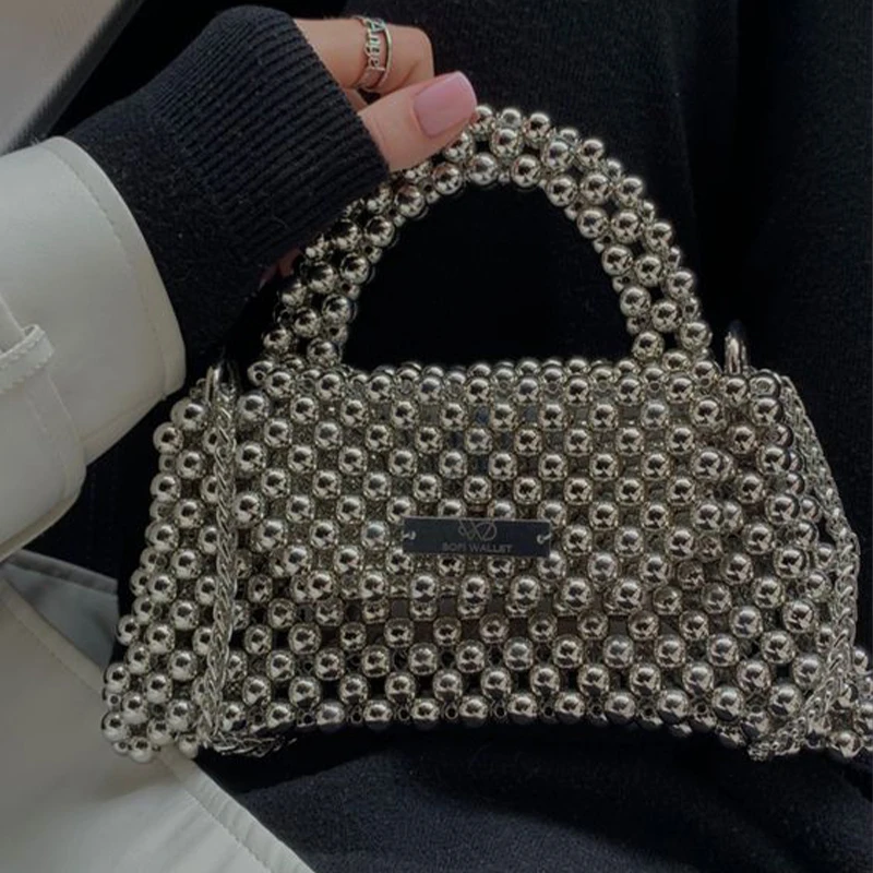 Handmade Beaded Bag Women's Handbag Luxury Same Style Creative Silver Beaded Bag Tote Bags for Women Ladies Hand Bags Purse
Handmade Beaded Bag Women's Handbag Luxury Same Style Creative Silver Beaded Bag Tote Bags for Women Ladies Hand Bags Purse
