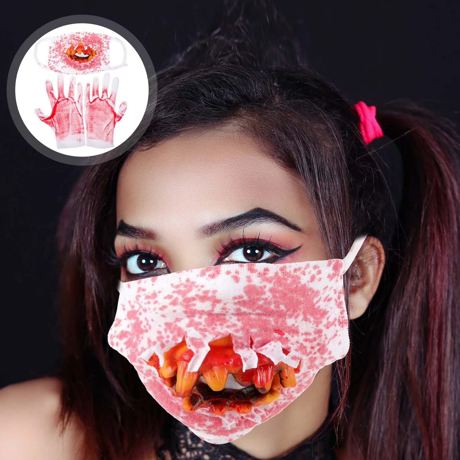 Mask Fake Teeth Blood Gloves Set D Cosplay Accessory Stained Props for Halloween Costume Party Scary Toy
Mask Fake Teeth Blood Gloves Set D Cosplay Accessory Stained Props for Halloween Costume Party Scary Toy
