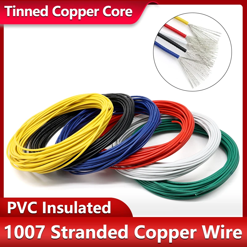 2/5m 1007 Electric Cable Stranded/Solid Copper Wire 26 24 22 20 18 16AWG PVC Insulated Tinned Plating Flexible LED Connection
2/5m 1007 Electric Cable Stranded/Solid Copper Wire 26 24 22 20 18 16AWG PVC Insulated Tinned Plating Flexible LED Connection