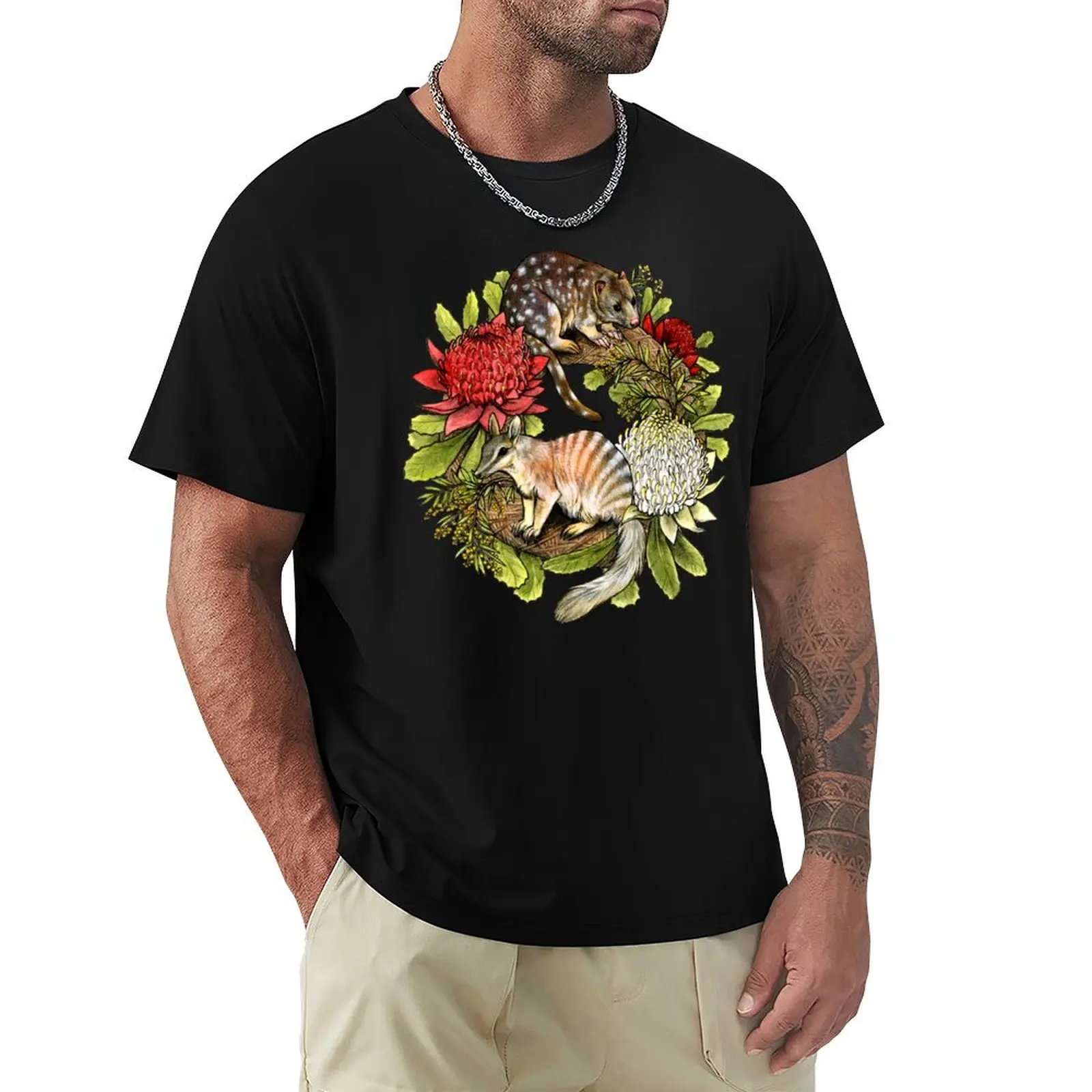 Quoll and Numbat Australian Christmas Wreath T-Shirt Large Size Casual Short Sleeve Top
Quoll and Numbat Australian Christmas Wreath T-Shirt Large Size Casual Short Sleeve Top