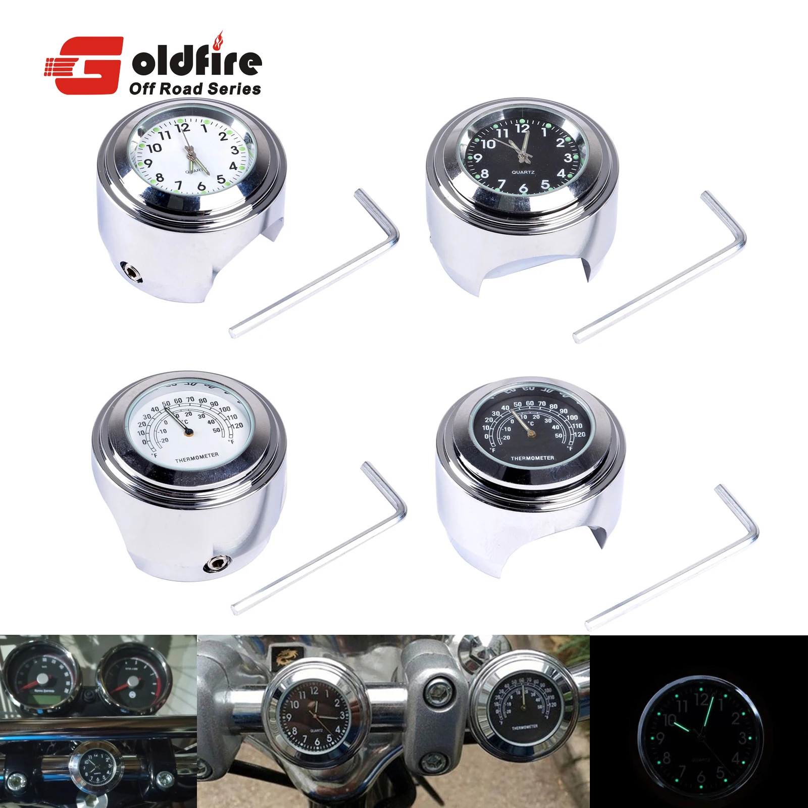 Motorcycle Accessories Waterproof Luminous 7/8" or 1" Motorcycle Handlebar Mount Clock & Thermometer Fit For Harley Honda Yamaha
Motorcycle Accessories Waterproof Luminous 7/8" or 1" Motorcycle Handlebar Mount Clock & Thermometer Fit For Harley Honda Yamaha