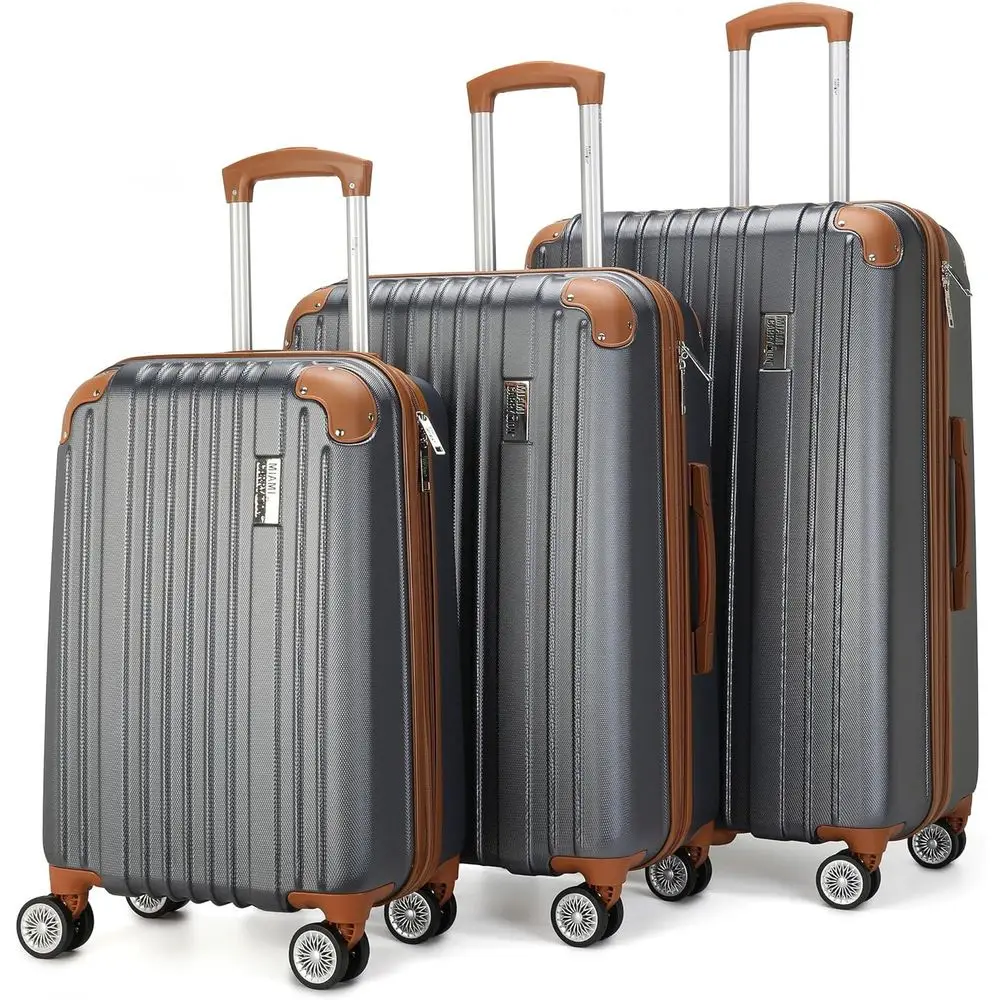 3 Piece Expandable Retro Luggage Set with Light PC-ABS Shell and Double Spinner Wheels in Grey
3 Piece Expandable Retro Luggage Set with Light PC-ABS Shell and Double Spinner Wheels in Grey