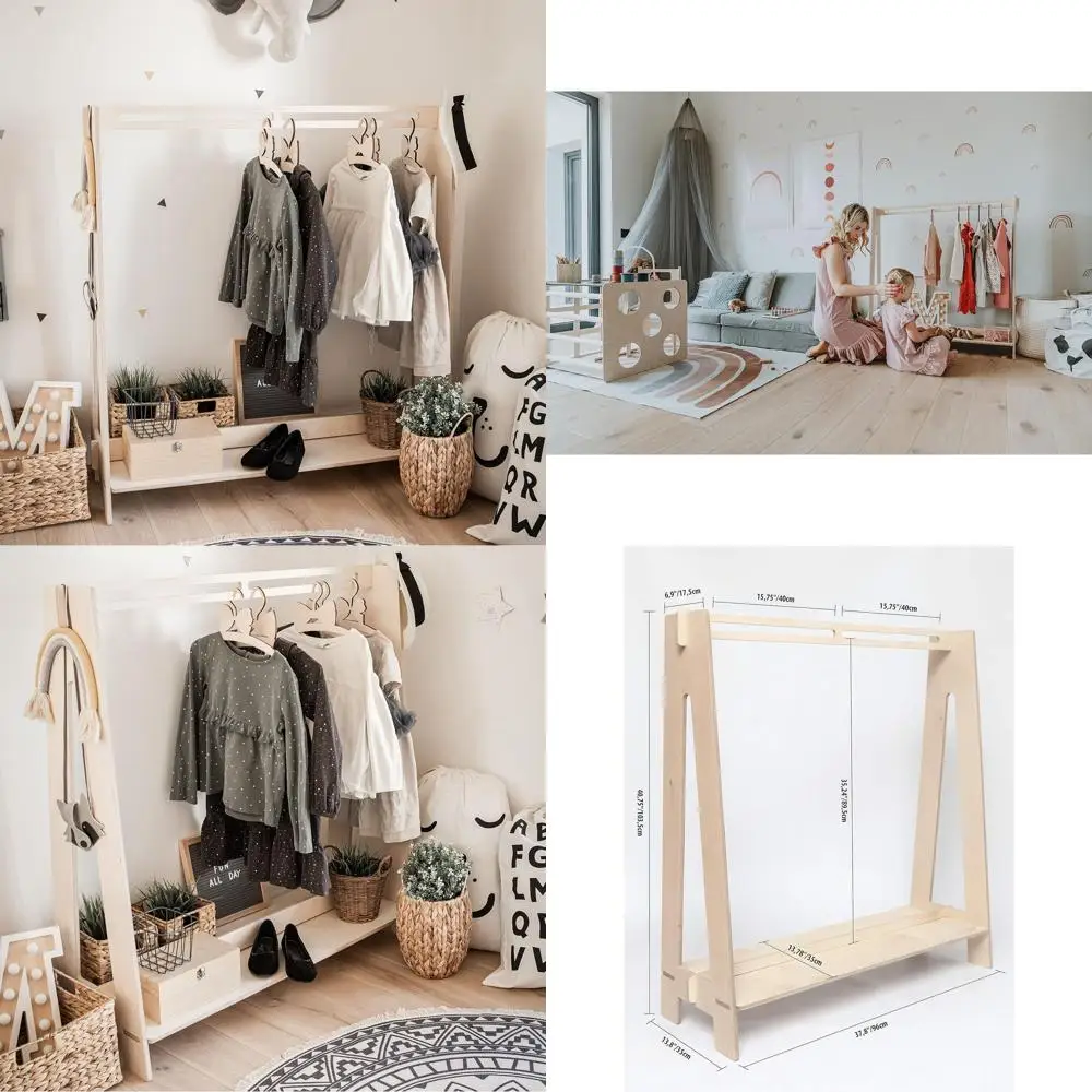 Children's Wooden Clothing Rack with Hanging Bar and Display Shelves - DIY Unpainted Furniture
Children's Wooden Clothing Rack with Hanging Bar and Display Shelves - DIY Unpainted Furniture