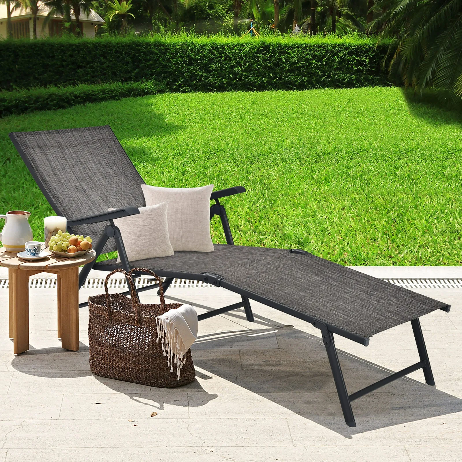 Outdoor Adjustable Chaise Lounge Chair Patio Beach Folding Recliner Lounge Grey
Outdoor Adjustable Chaise Lounge Chair Patio Beach Folding Recliner Lounge Grey