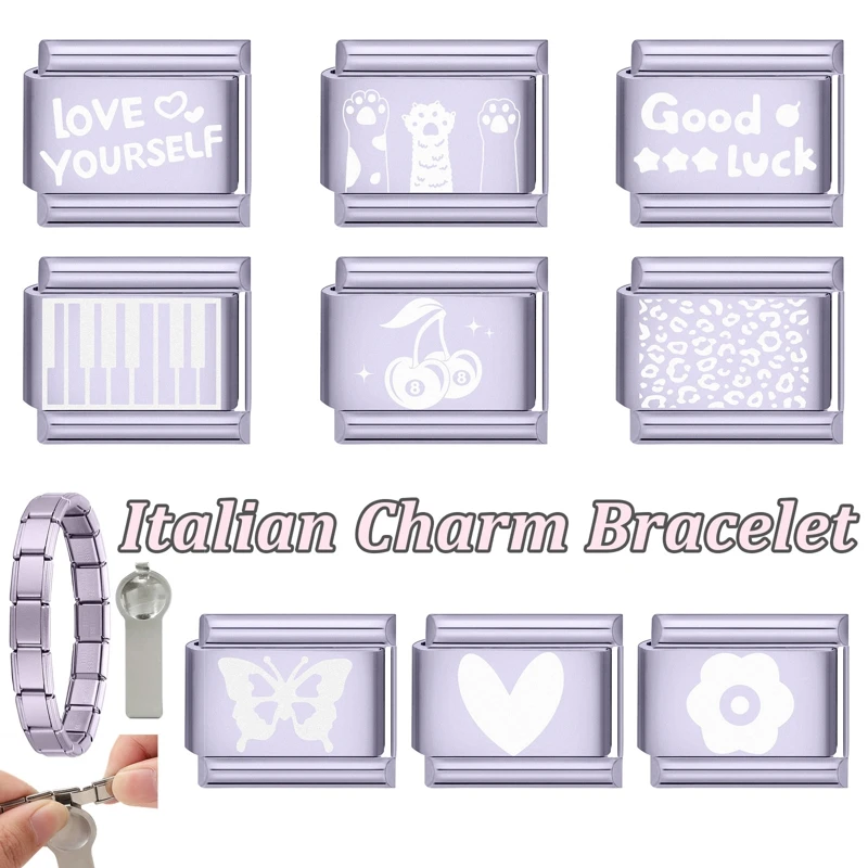 New Laser Engraving Purple Color Cats Heart Purple Color Italian Charm Links Fit 9mm Stainless Steel Bracelet Women DIY Making
New Laser Engraving Purple Color Cats Heart Purple Color Italian Charm Links Fit 9mm Stainless Steel Bracelet Women DIY Making