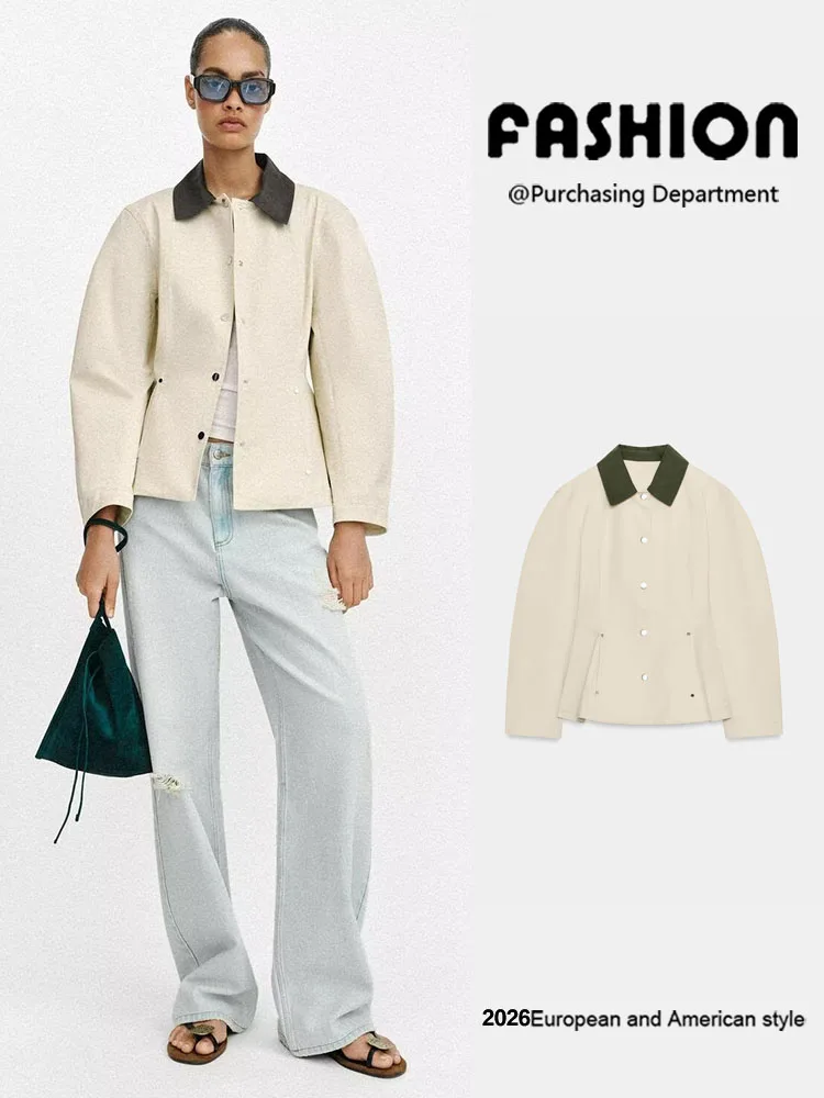 New Autumn Women's Jacket A-Line Hem Collar Color Block Versatile Outerwear Long Sleeve Button Closure Standard Thickness
New Autumn Women's Jacket A-Line Hem Collar Color Block Versatile Outerwear Long Sleeve Button Closure Standard Thickness