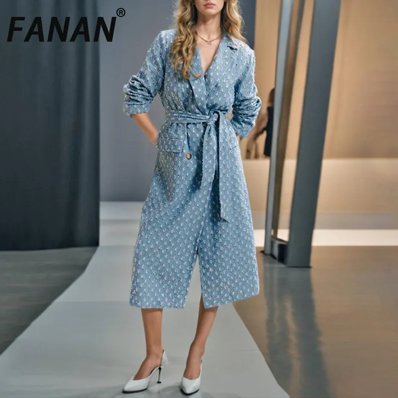 FANAN Temperament Long Trench For Women Belt Gathered Waist Windbreaker Elegant Diamond Design Denim Coats 2025 New Spring
FANAN Temperament Long Trench For Women Belt Gathered Waist Windbreaker Elegant Diamond Design Denim Coats 2025 New Spring