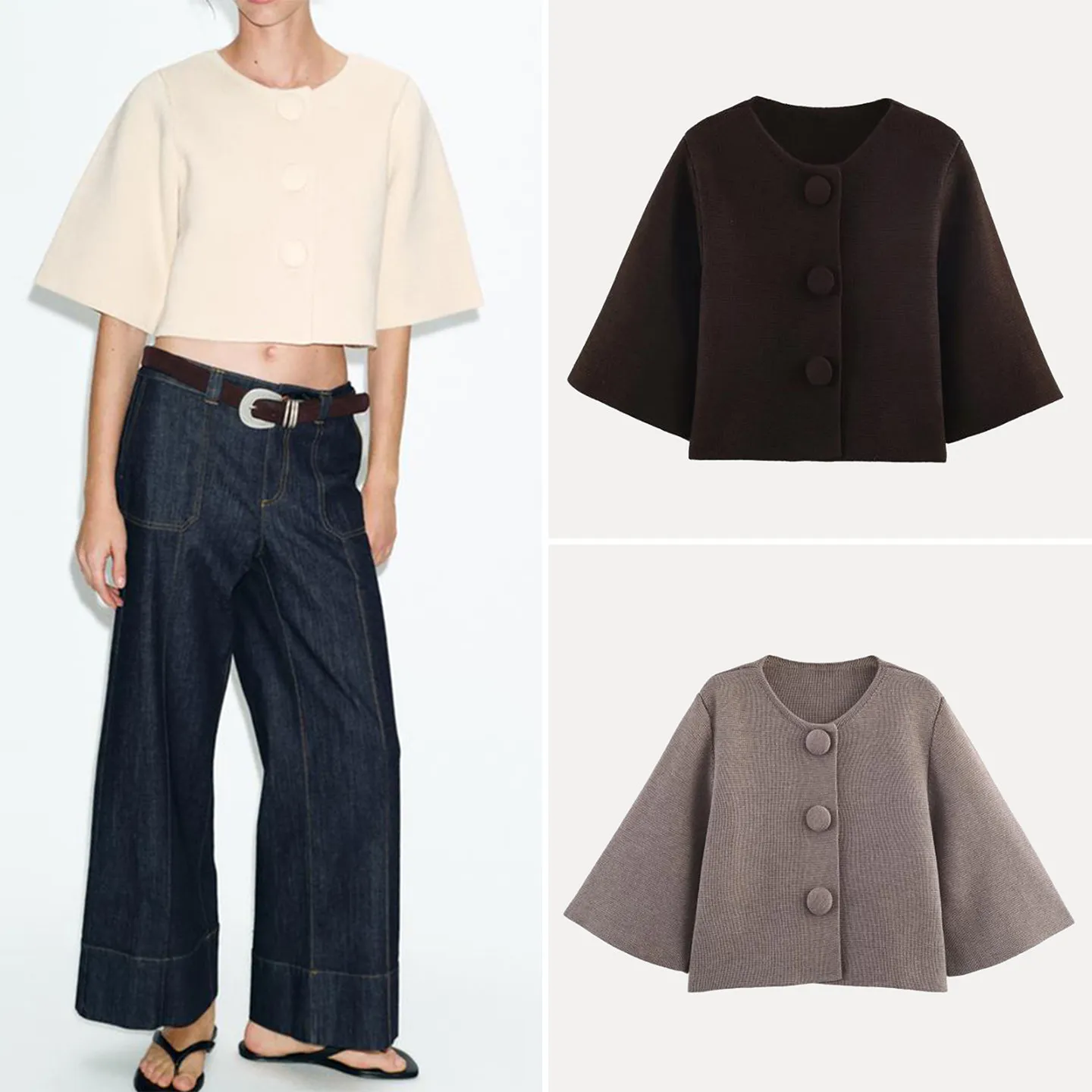 Women's Fashion Knitted Short Jacket Spring 2026 Simple Stylish Versatile Five Sleeve Buttons Standard Version Zadata Brand
Women's Fashion Knitted Short Jacket Spring 2026 Simple Stylish Versatile Five Sleeve Buttons Standard Version Zadata Brand