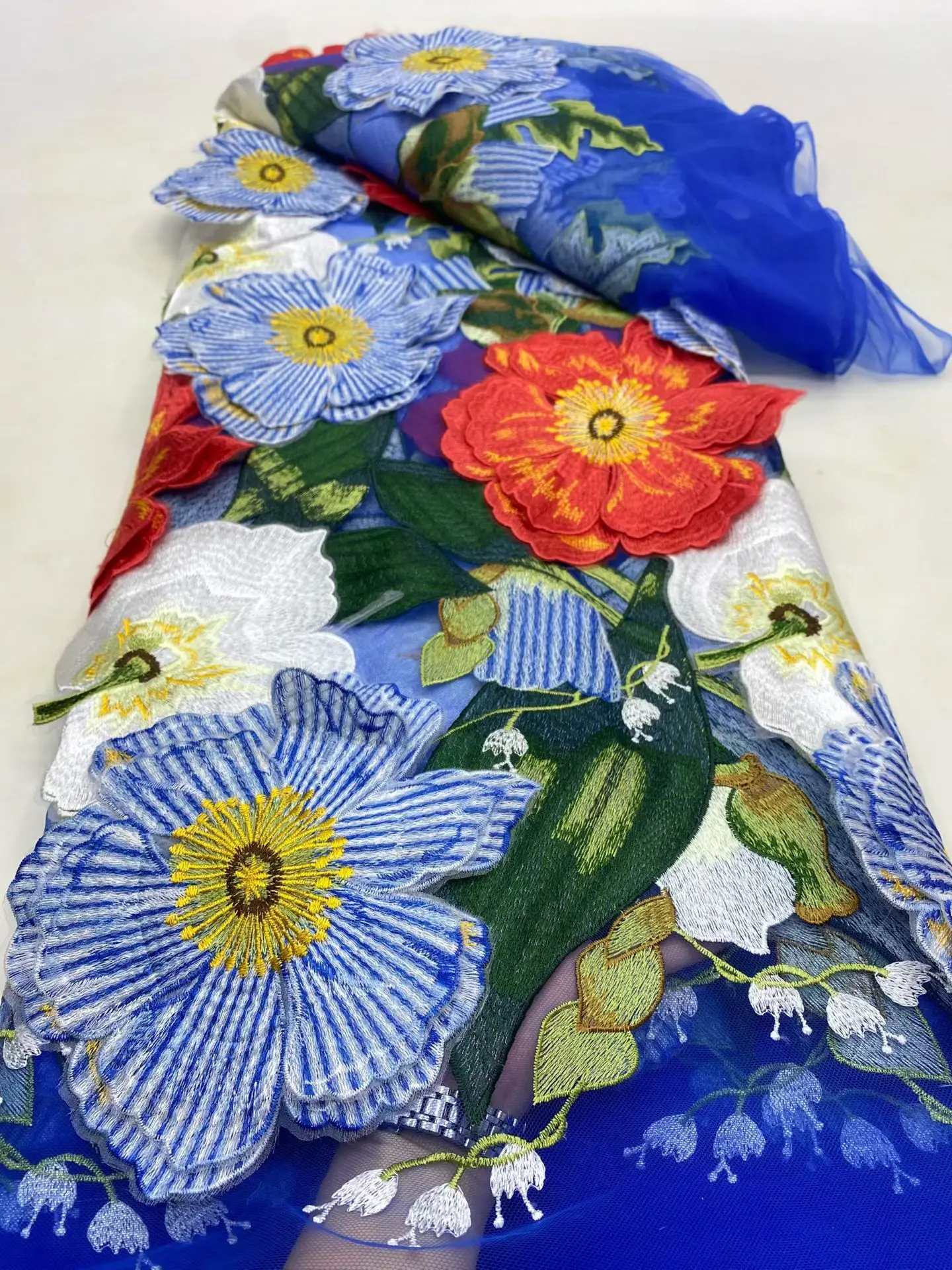 High Quality Elegant French Mesh Embroidery Tulle 3D Flower Fabric African Nigerian Lace Fabric for Wedding Party Dress
High Quality Elegant French Mesh Embroidery Tulle 3D Flower Fabric African Nigerian Lace Fabric for Wedding Party Dress