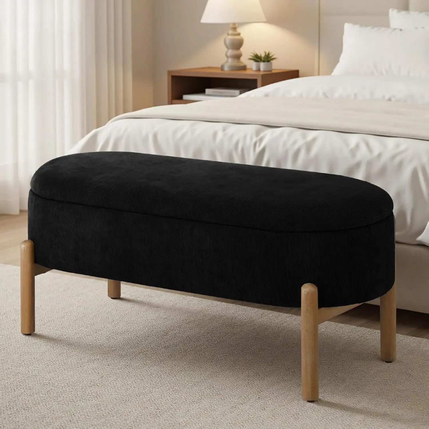 Овальный пуф-скамья с обивкой из вельвета, на ножках из массива дерева, для спальни, гостиной, прихожей, большой, черный, на заказ
Овальный пуф-скамья с обивкой из вельвета, на ножках из массива дерева, для спальни, гостиной, прихожей, большой, черный, на заказ