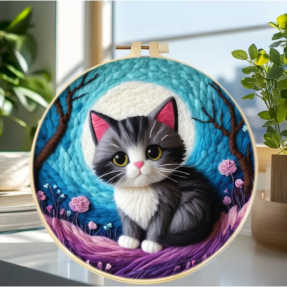 Grey Cat Needle Felt Starter Kits For Adults Diy Wool Felting Painting Beginners Kit Embroidery Frame Wool Needlework Crafts
Grey Cat Needle Felt Starter Kits For Adults Diy Wool Felting Painting Beginners Kit Embroidery Frame Wool Needlework Crafts