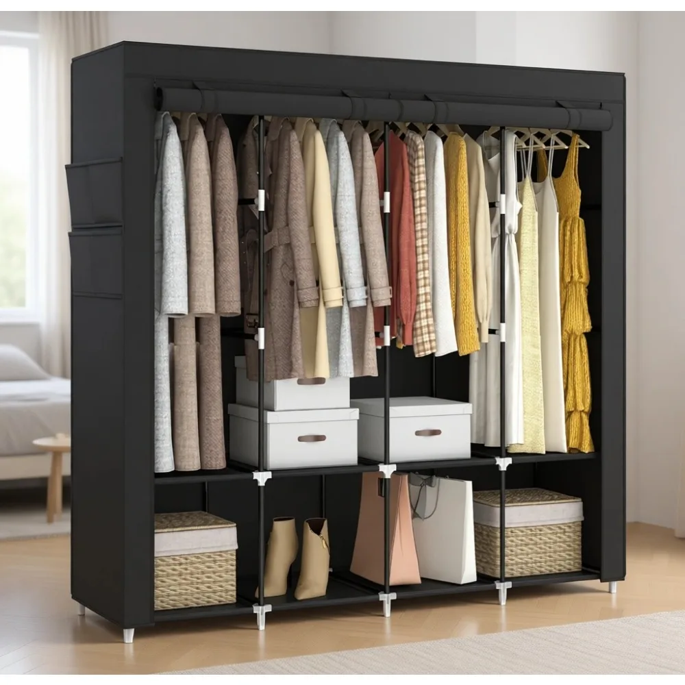 67 Inch Portable Closet with Cover 4 Hanging Rods Side Pockets 8 Shelves Large Clothes Organizer
67 Inch Portable Closet with Cover 4 Hanging Rods Side Pockets 8 Shelves Large Clothes Organizer
