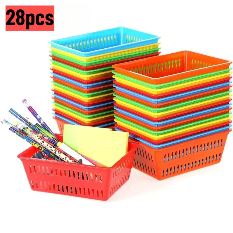 28pcs Plastic Organizer Baskets Color Storage Bin Classroom Crayons Pencils Paper Stationery School Office Supplies Shelf Basket
28pcs Plastic Organizer Baskets Color Storage Bin Classroom Crayons Pencils Paper Stationery School Office Supplies Shelf Basket