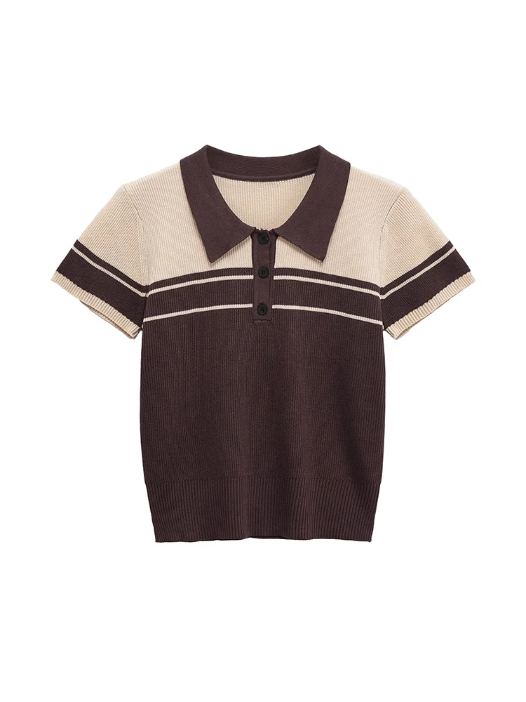 European and American style autumn new women's clothing temperament simple ribbed knitted POLO shirt collar short sleeve top
European and American style autumn new women's clothing temperament simple ribbed knitted POLO shirt collar short sleeve top