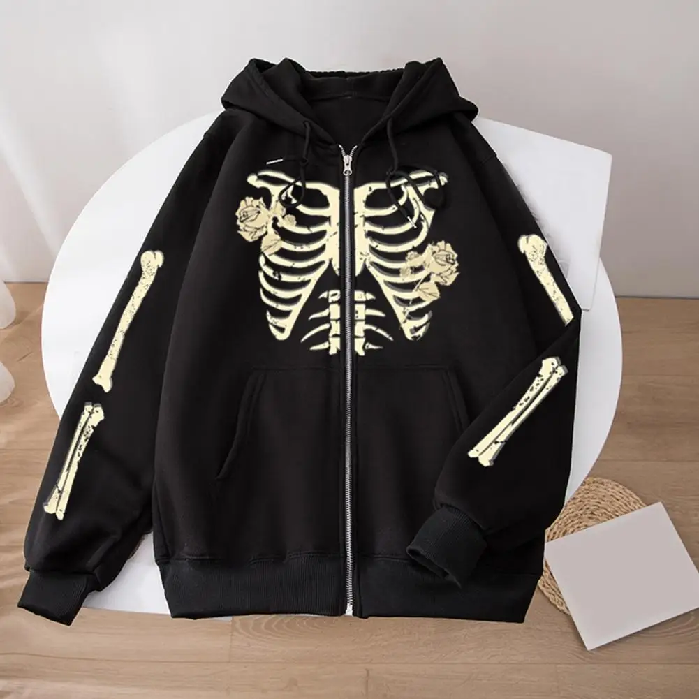Zipper Closure Sweatshirt Coat Hooded Drawstring Coat Skull Print Hoodie Coat Hop Style Sweatshirt Jacket with Zipper for Women
Zipper Closure Sweatshirt Coat Hooded Drawstring Coat Skull Print Hoodie Coat Hop Style Sweatshirt Jacket with Zipper for Women